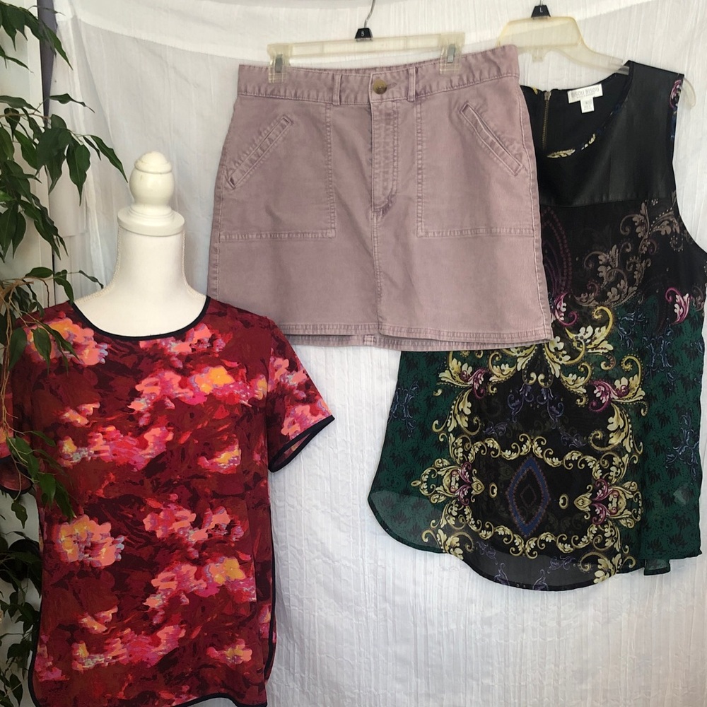 AMERICAN EAGLE 12 purple corduroy skirt BISOU BISOU L & no brand Japanese tops